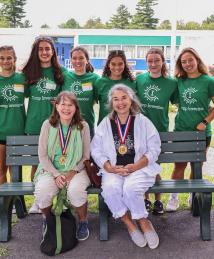 Polly Smith visiting Camp Invention with co-inventor Lisa Lindahl