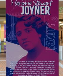 Marjorie Stewart Joyner banner at the National Inventors Hall of Fame Museum