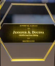 Jennifer Doudna display at the National Inventors Hall of Fame Illumination Ceremony