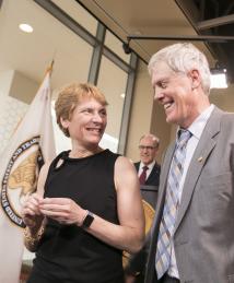 Carolyn Bertozzi with Steve Sasson at National Inventors Hall of Fame Illumination Ceremony