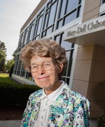 Mary-Dell Chilton standing outside Chilton Center at Syngenta.