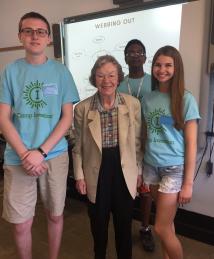 Edith Flanigen visiting Camp Invention