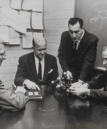 Photograph of Diuril chemists Karl H. Beyer Jr., James Sprague, Frederick Novello  and John Baer