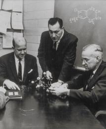 Photograph of Diuril chemists Karl H. Beyer Jr., James Sprague, Frederick Novello  and John Baer