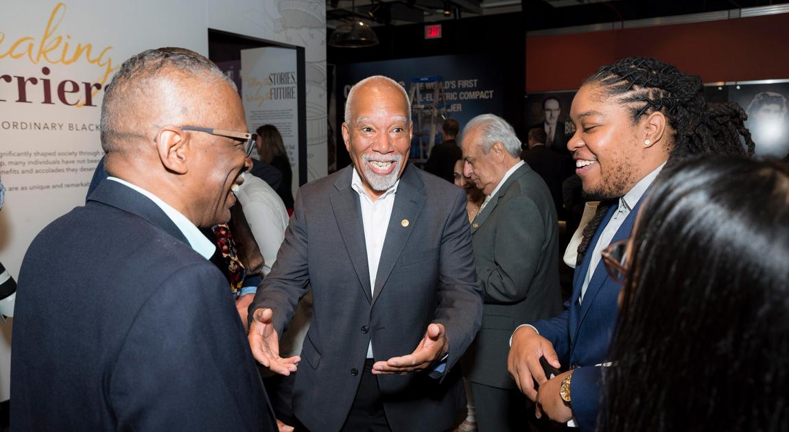 Lanny Smoot, his son Kelsey, and Lonnie Johnson at the National Inventors Hall of Fame Museum